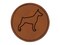Miniature Pinscher Min Pin Dog Outline Round Iron-On Engraved Faux Leather Patch Applique - 2.5"